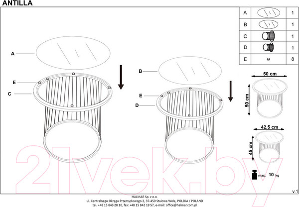 Изображение товара Комплект журнальных столиков Halmar Antilla / V-CH-ANTILLA-LAW (дымчатый/черный)