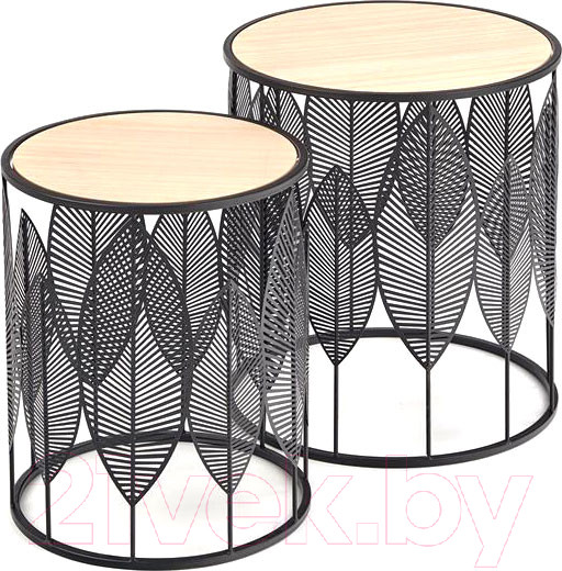 Изображение товара Комплект журнальных столиков Halmar Folla / V-CH-FOLLA-LAW-CZARNY (черный/натуральный)