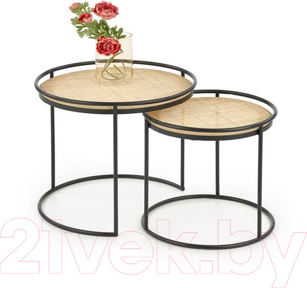 Изображение товара Комплект журнальных столиков Halmar Manado / V-CH-MANADO-LAW (натуральный/черный)