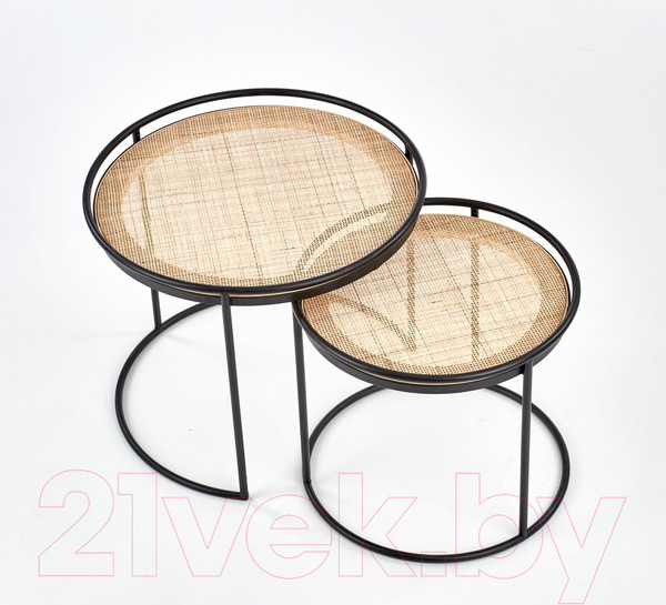 Изображение товара Комплект журнальных столиков Halmar Manado / V-CH-MANADO-LAW (натуральный/черный)