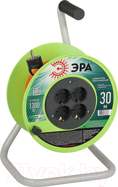 Изображение товара Удлинитель на катушке ЭРА RP-4e-3х0.75-30m / Б0056097