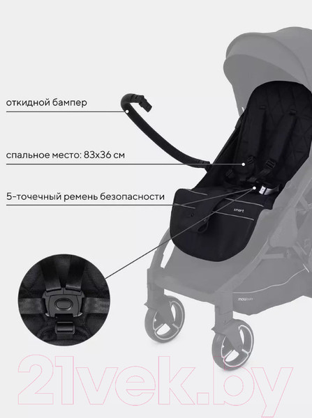 Изображение товара Детская прогулочная коляска MOWbaby Smart 2023 / MB101 (Black)