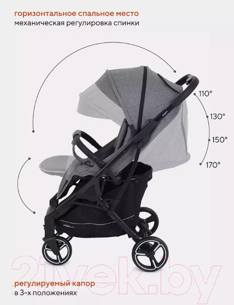 Изображение товара Детская прогулочная коляска MOWbaby Smart 2023 / MB101 (Grey)