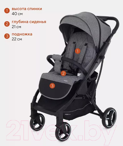 Изображение товара Детская прогулочная коляска MOWbaby Smart 2023 / MB101 (Grey)