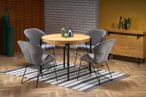 Изображение товара Обеденный стол Halmar Inferno раскладной 100-300x100x76 (дуб натуральный/черный)