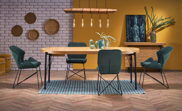 Изображение товара Обеденный стол Halmar Inferno раскладной 100-300x100x76 (дуб натуральный/черный)