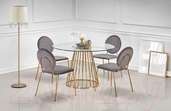 Изображение товара Обеденный стол Halmar Liverpool 120x75 (прозрачный/золото)