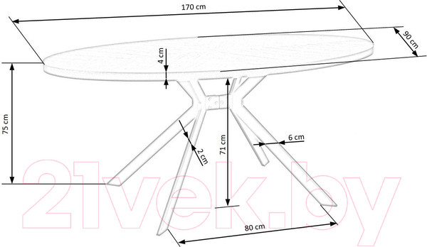 Изображение товара Обеденный стол Halmar Locarno 170x90x75 (ореховый/черный)