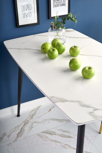Изображение товара Обеденный стол Halmar Marco 120x70x75 (белый мрамор/черный)