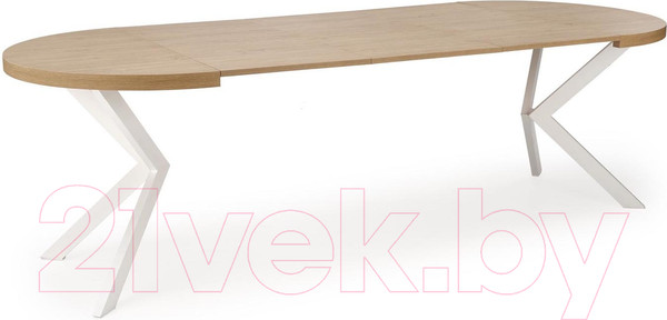 Изображение товара Обеденный стол Halmar Peroni раскладной 100-250x100x75 (дуб золотой/белый)