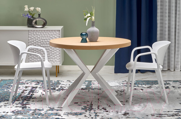 Изображение товара Обеденный стол Halmar Peroni раскладной 100-250x100x75 (дуб золотой/белый)