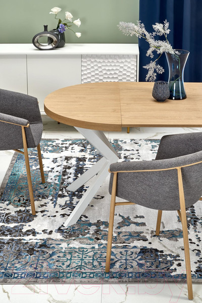 Изображение товара Обеденный стол Halmar Peroni раскладной 100-250x100x75 (дуб золотой/белый)