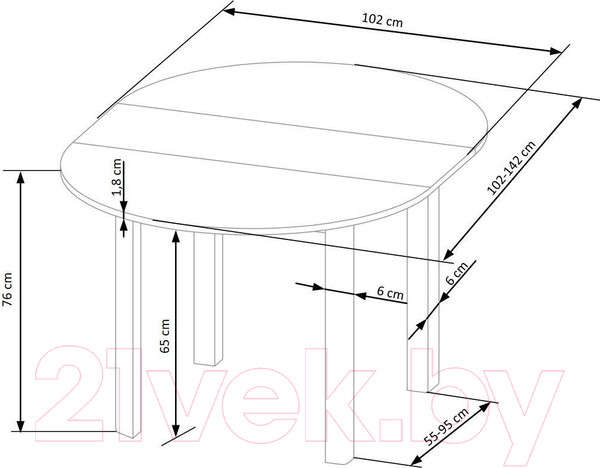Изображение товара Обеденный стол Halmar Ringo раскладной 102-142x102x76 (белый/белый)