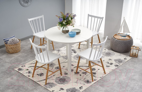 Изображение товара Обеденный стол Halmar Ringo раскладной 102-142x102x76 (белый/белый)