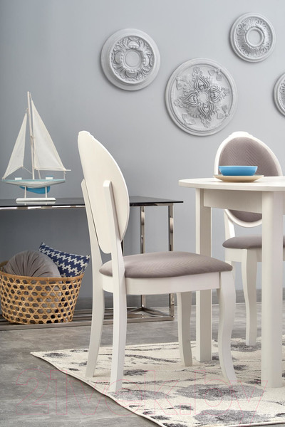 Изображение товара Обеденный стол Halmar Ringo раскладной 102-142x102x76 (белый/белый)