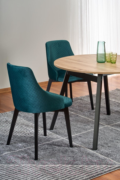 Изображение товара Обеденный стол Halmar Ruben раскладной 102-142x102x76 (дуб артизан/черный)