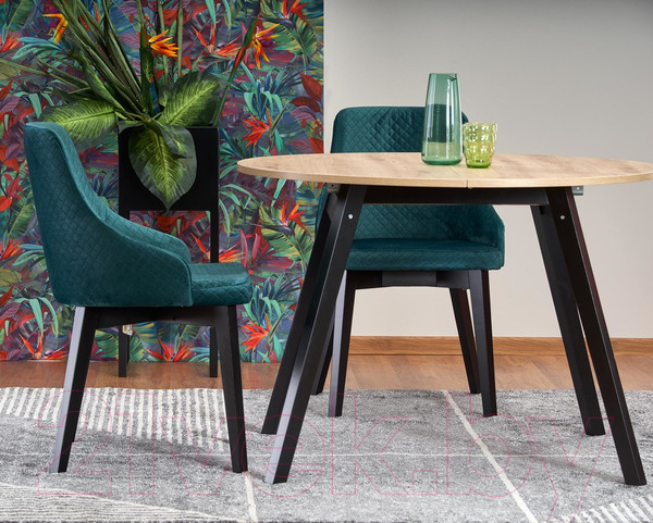 Изображение товара Обеденный стол Halmar Ruben раскладной 102-142x102x76 (дуб артизан/черный)