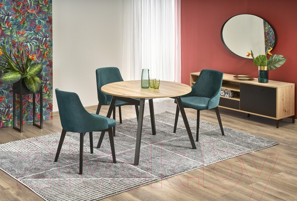 Изображение товара Обеденный стол Halmar Ruben раскладной 102-142x102x76 (дуб артизан/черный)