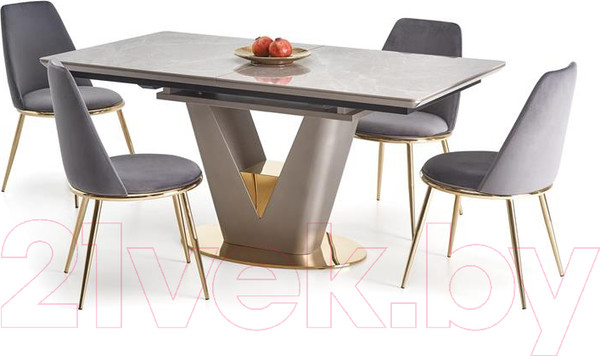 Изображение товара Обеденный стол Halmar Valentino раскладной 160-220x90x76 (светло-серый/золото)