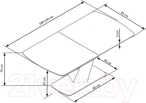 Изображение товара Обеденный стол Halmar Vinston раскладной 180-230x95x76 (темно-серый/черный)