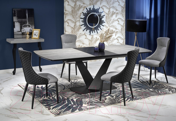 Изображение товара Обеденный стол Halmar Vinston раскладной 180-230x95x76 (темно-серый/черный)