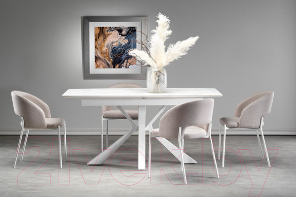 Изображение товара Обеденный стол Halmar Vivaldi раскладной 160-200x89x78 (белый мрамор/белый)