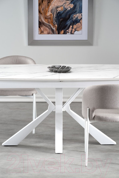 Изображение товара Обеденный стол Halmar Vivaldi раскладной 160-200x89x78 (белый мрамор/белый)