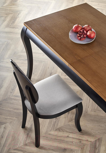 Изображение товара Обеденный стол Halmar Windsor раскладной 160-240x90x76 (дуб темный/черный)