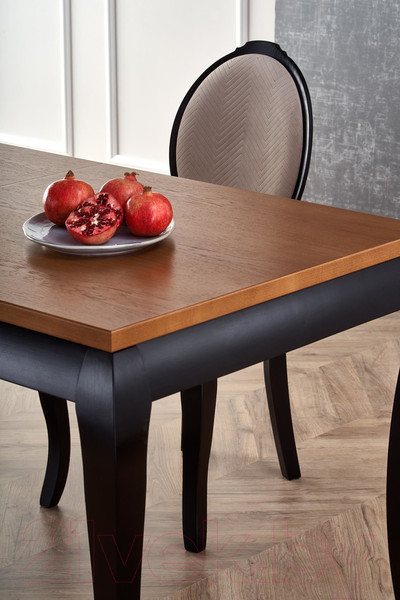 Изображение товара Обеденный стол Halmar Windsor раскладной 160-240x90x76 (дуб темный/черный)