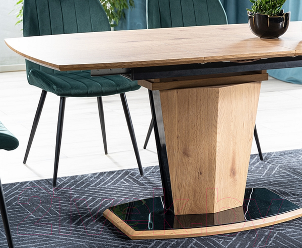 Изображение товара Обеденный стол Signal Houston раскладной 120-160x80x76 (дуб/дуб/черный лак)