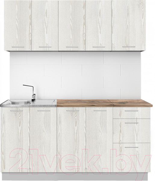 Изображение товара Кухонный гарнитур Артём-Мебель Оля СН-114 без стекла ДСП 1.6/3м (сосна лофт белая)