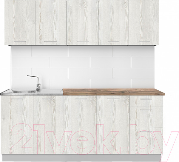 Изображение товара Кухонный гарнитур Артём-Мебель Оля СН-114 без стекла ДСП 2.0м (сосна лофт белая)