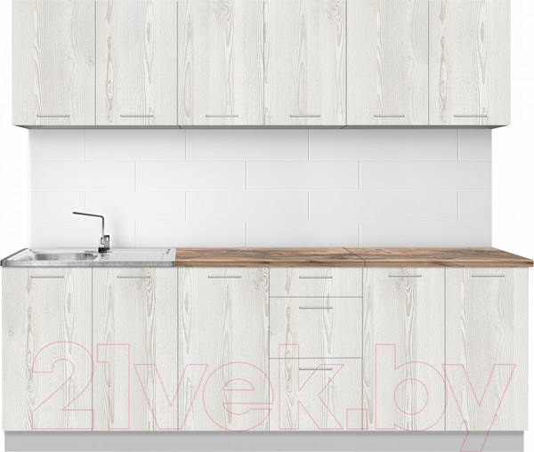 Изображение товара Кухонный гарнитур Артём-Мебель Оля СН-114 без стекла ДСП 2.4м (сосна лофт белая)