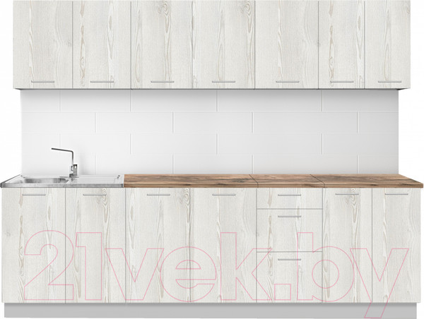 Изображение товара Кухонный гарнитур Артём-Мебель Оля СН-114 без стекла ДСП 2.6м (сосна лофт белая)