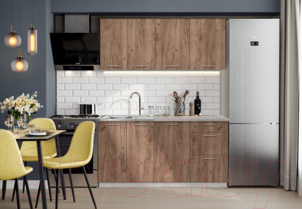 Изображение товара Кухонный гарнитур Артём-Мебель Оля СН-114 без стекла ДСП 1.6м (дуб крафт табачный)