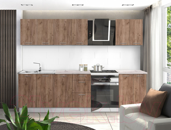 Изображение товара Кухонный гарнитур Артём-Мебель Оля СН-114 без стекла ДСП 2.2м (дуб крафт табачный)