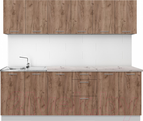 Изображение товара Кухонный гарнитур Артём-Мебель Оля СН-114 без стекла ДСП 2.4м (дуб крафт табачный)