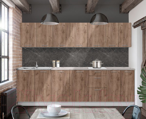 Изображение товара Кухонный гарнитур Артём-Мебель Оля СН-114 без стекла ДСП 2.6м (дуб крафт табачный)