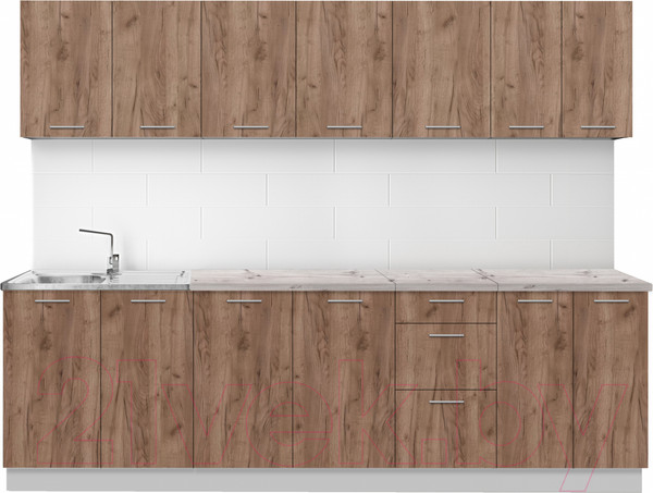 Изображение товара Кухонный гарнитур Артём-Мебель Оля СН-114 без стекла ДСП 2.6м (дуб крафт табачный)