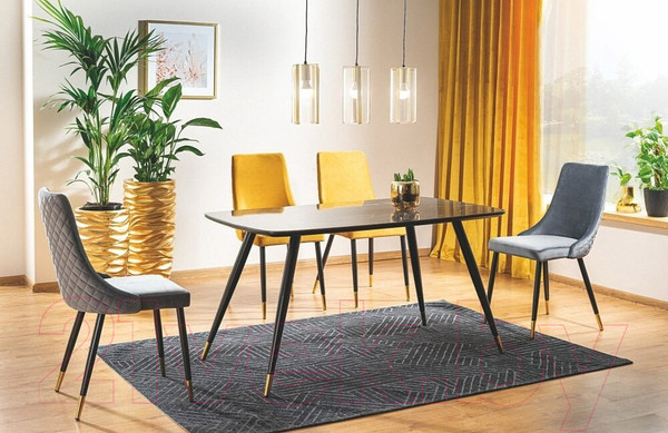 Изображение товара Обеденный стол Signal Cyryl I (эффект черного камня/черный/золото)