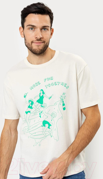 Изображение товара Футболка Mark Formelle 111785 (р.112-182/188, светло-бежевый/печать)