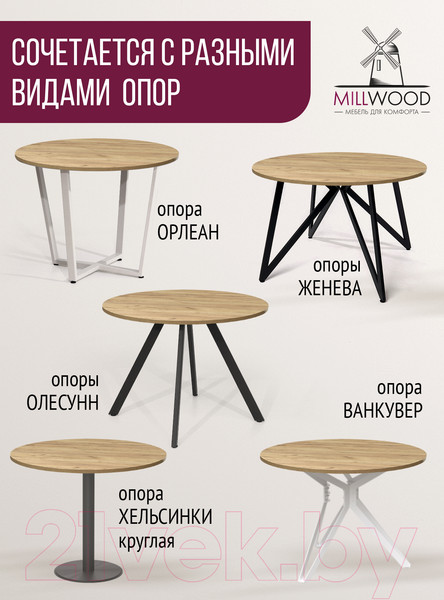 Изображение товара Столешница для стола Millwood D800x18 (дуб золотой Craft)
