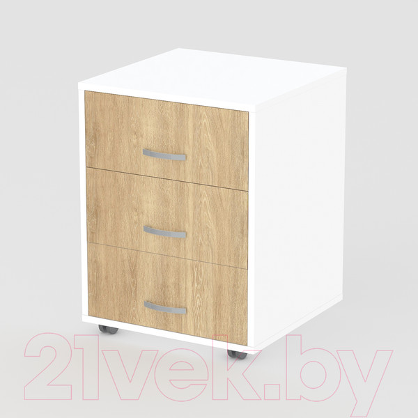 Изображение товара Тумба Seven Dreams SD-250 выкатная 3 ящика (белый/дуб сонома)