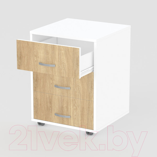 Изображение товара Тумба Seven Dreams SD-250 выкатная 3 ящика (белый/дуб сонома)