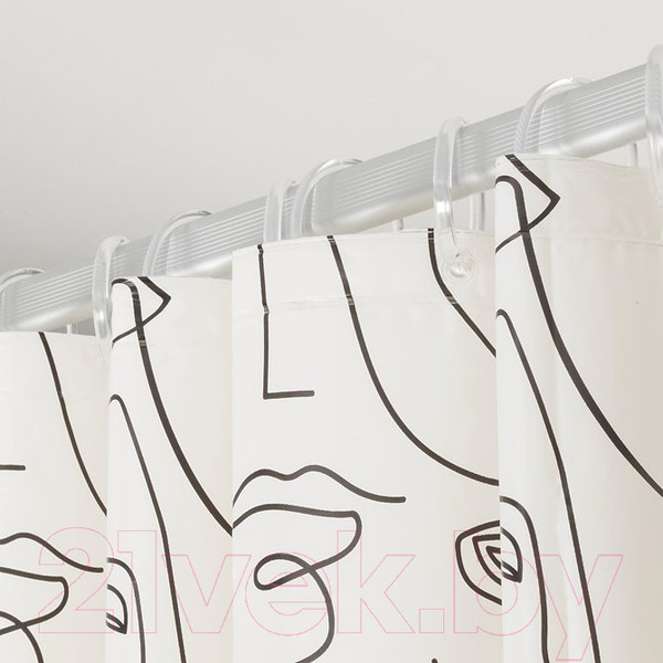 Изображение товара Шторка-занавеска для ванны Sealskin TXT Peva Mind 800146 (180x200, черный/белый)