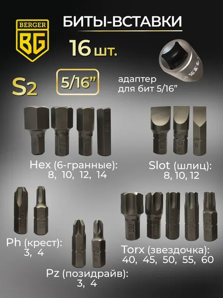 Изображение товара Универсальный набор инструментов BERGER 1/2" -1/4" / BG108-1214 (108 предметов)