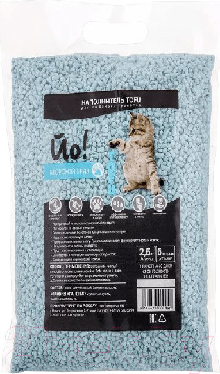 Изображение товара Наполнитель для туалета Йо Тофу Морской Бриз (6л/2.5кг)