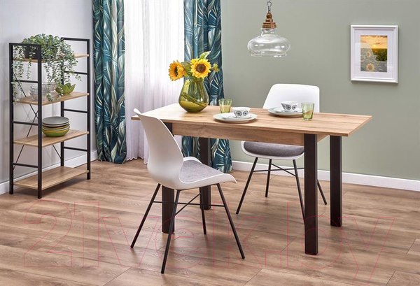 Изображение товара Обеденный стол Halmar Gino 100-138x60x75 (дуб вотан/черный)