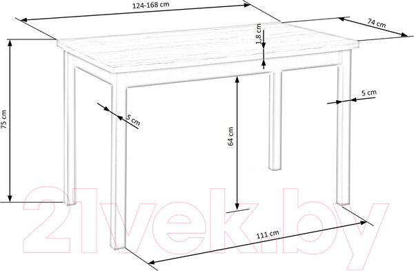 Изображение товара Обеденный стол Halmar Greg 124-168x74x75 (дуб вотан/черный)