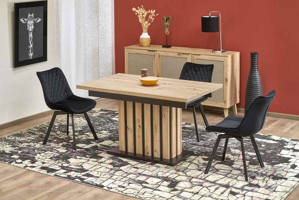 Изображение товара Обеденный стол Halmar Lamello 130-180x80 (дуб артизан/черный)